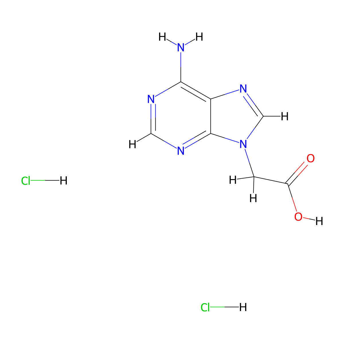2-(6-amino-9H-purin-9-yl)acetic acid dihydrochloride molecular structure, CAS 1258652-01-5