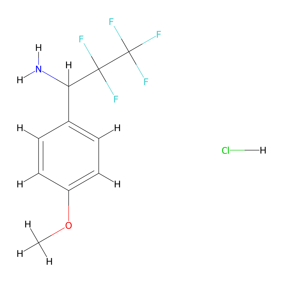 2,2,3,3,3-Pentafluoro-1-(4-methoxyphenyl)propan-1-amine hydrochloride molecular structure, CAS 1258652-05-9
