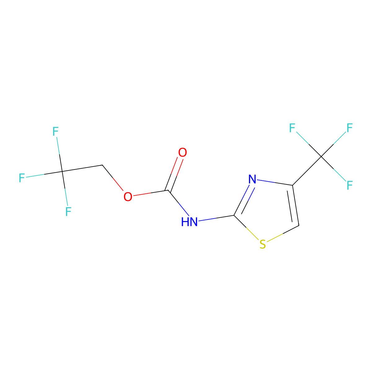 2,2,2-trifluoroethyl N-[4-(trifluoromethyl)-1,3-thiazol-2-yl]carbamate molecular structure, CAS 1258652-08-2