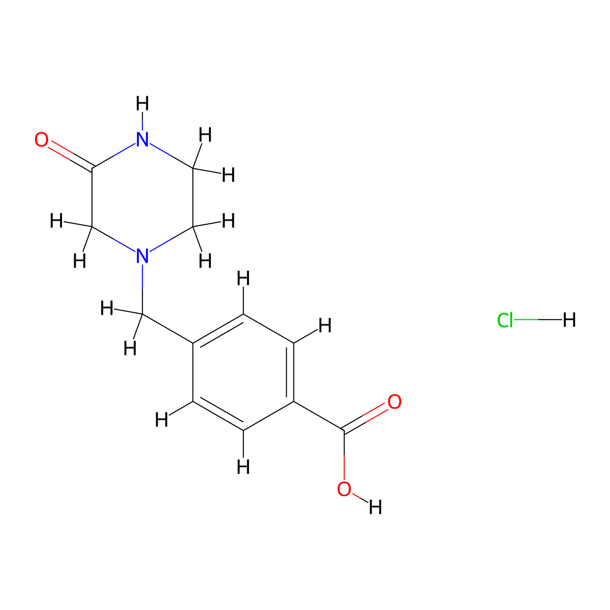 4-[(3-Oxopiperazin-1-yl)methyl]benzoic acid hydrochloride molecular structure, CAS 1258652-09-3