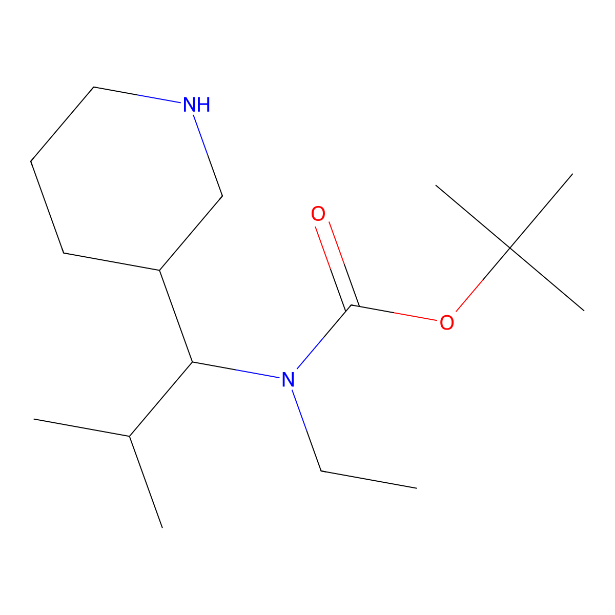 tert-butyl N-ethyl-N-[2-methyl-1-(piperidin-3-yl)propyl]carbamate molecular structure, CAS 1258652-17-3