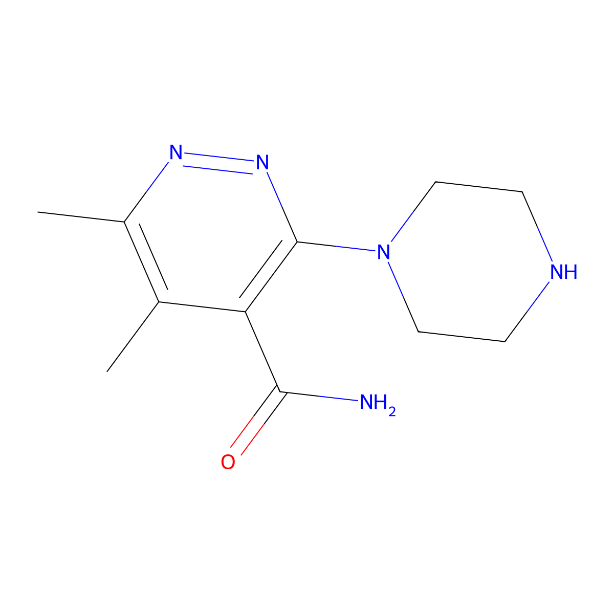 5,6-Dimethyl-3-(piperazin-1-yl)pyridazine-4-carboxamide molecular structure, CAS 1258652-19-5