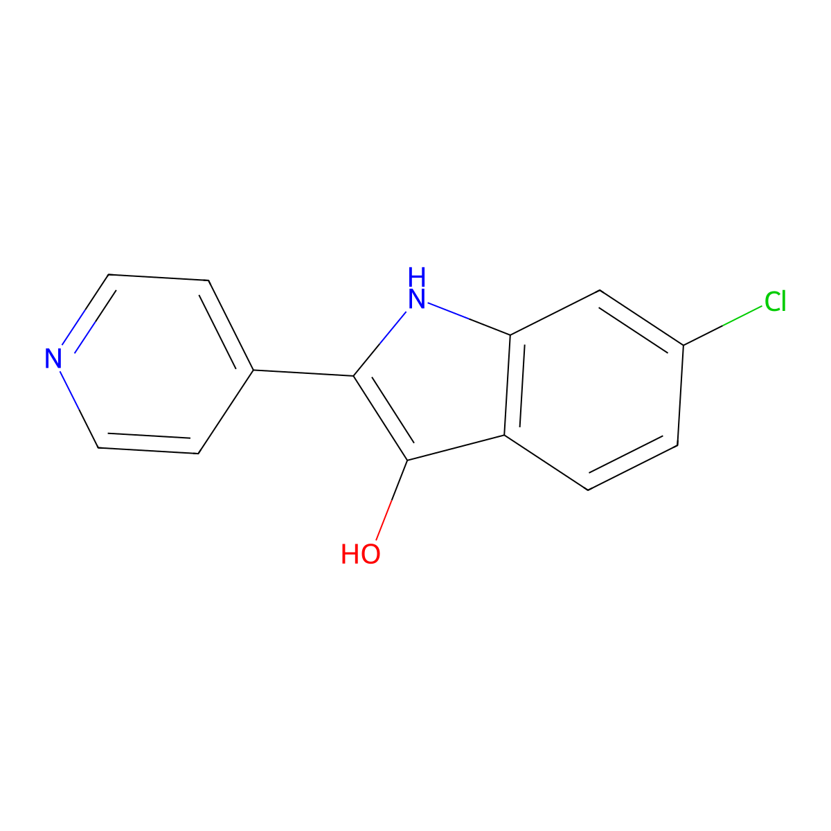 6-chloro-2-(pyridin-4-yl)-1H-indol-3-ol molecular structure, CAS 1258652-20-8