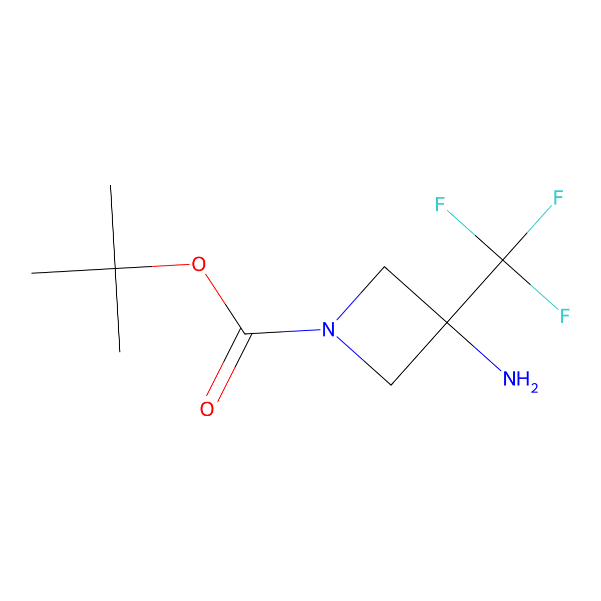 Tert-butyl 3-amino-3-(trifluoromethyl)azetidine-1-carboxylate molecular structure, CAS 1258652-24-2