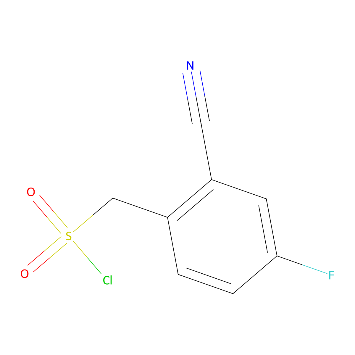 (2-Cyano-4-fluorophenyl)methanesulfonyl chloride molecular structure, CAS 1258652-29-7