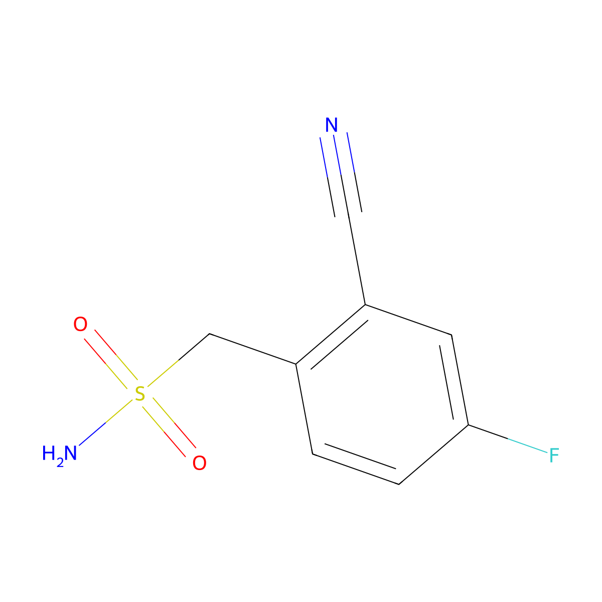Benzenemethanesulfonamide, 2-cyano-4-fluoro- molecular structure, CAS 1258652-33-3