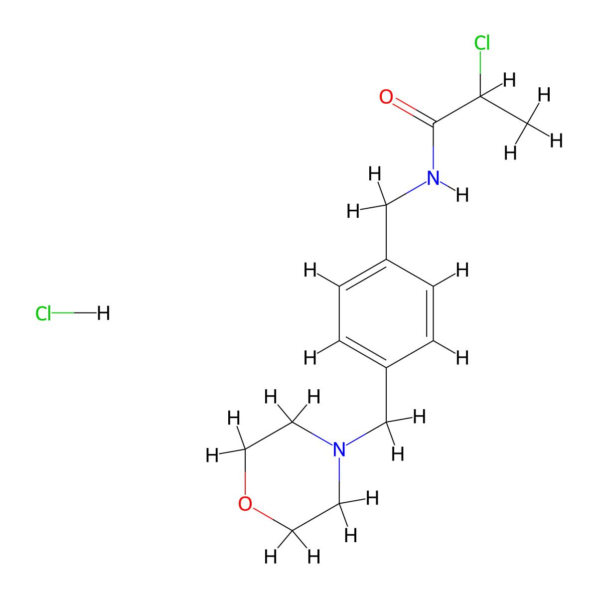 2-chloro-N-{[4-(morpholin-4-ylmethyl)phenyl]methyl}propanamide hydrochloride molecular structure, CAS 1258652-36-6