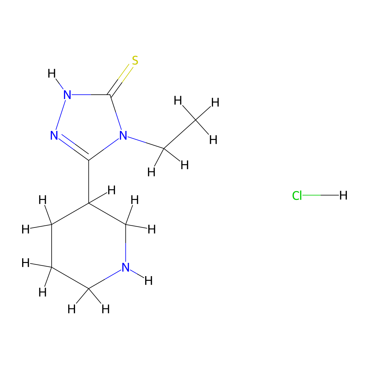 4-ethyl-5-(piperidin-3-yl)-4H-1,2,4-triazole-3-thiol hydrochloride molecular structure, CAS 1258652-37-7