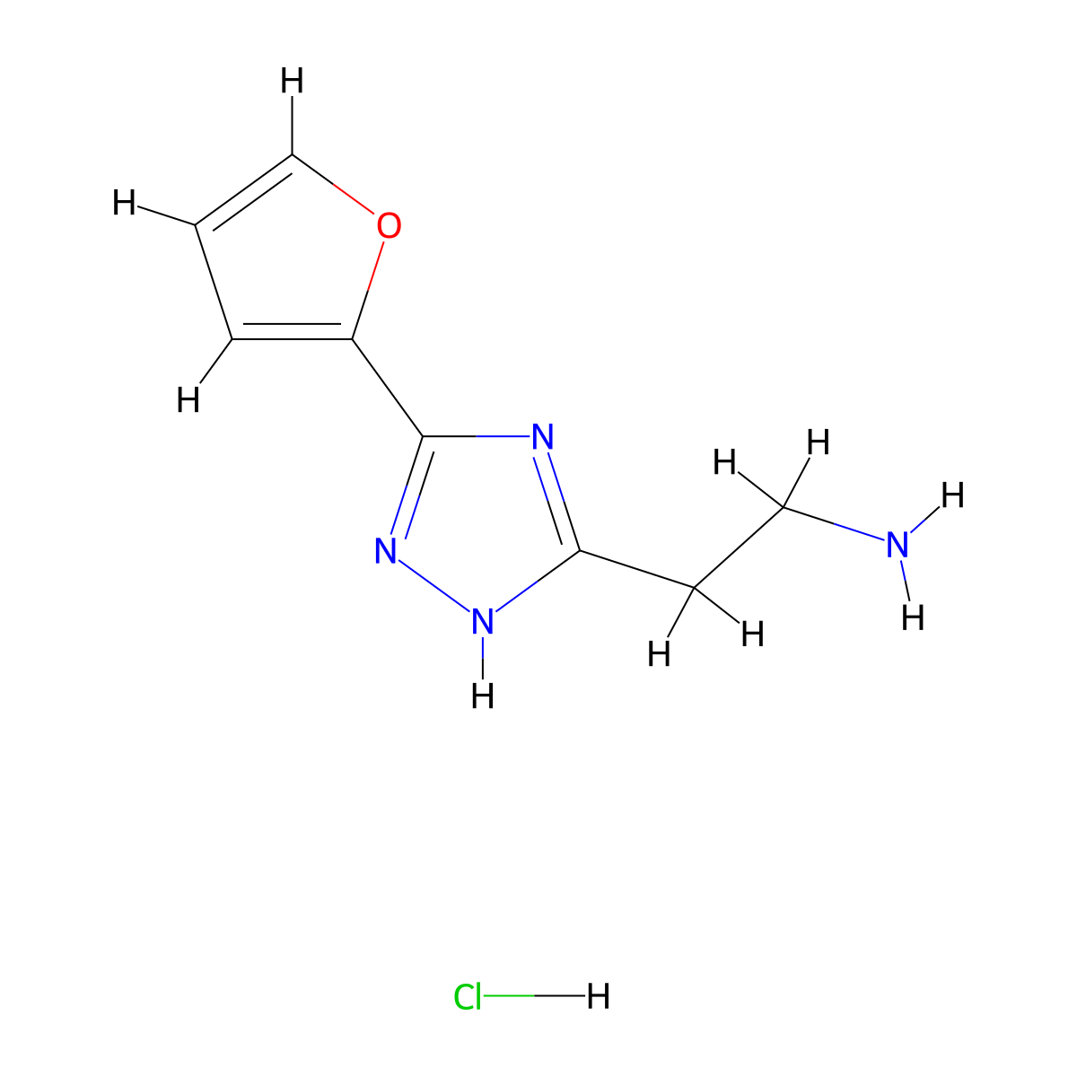 2-[5-(furan-2-yl)-4H-1,2,4-triazol-3-yl]ethan-1-amine hydrochloride molecular structure, CAS 1258652-43-5