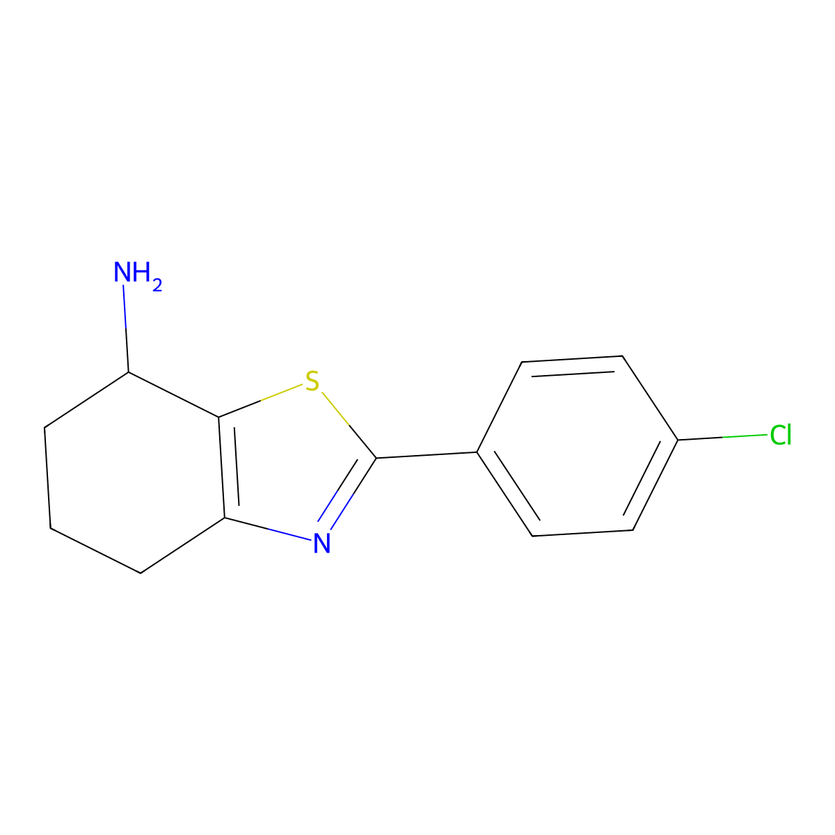 2-(4-Chlorophenyl)-4,5,6,7-tetrahydro-1,3-benzothiazol-7-amine molecular structure, CAS 1258652-44-6