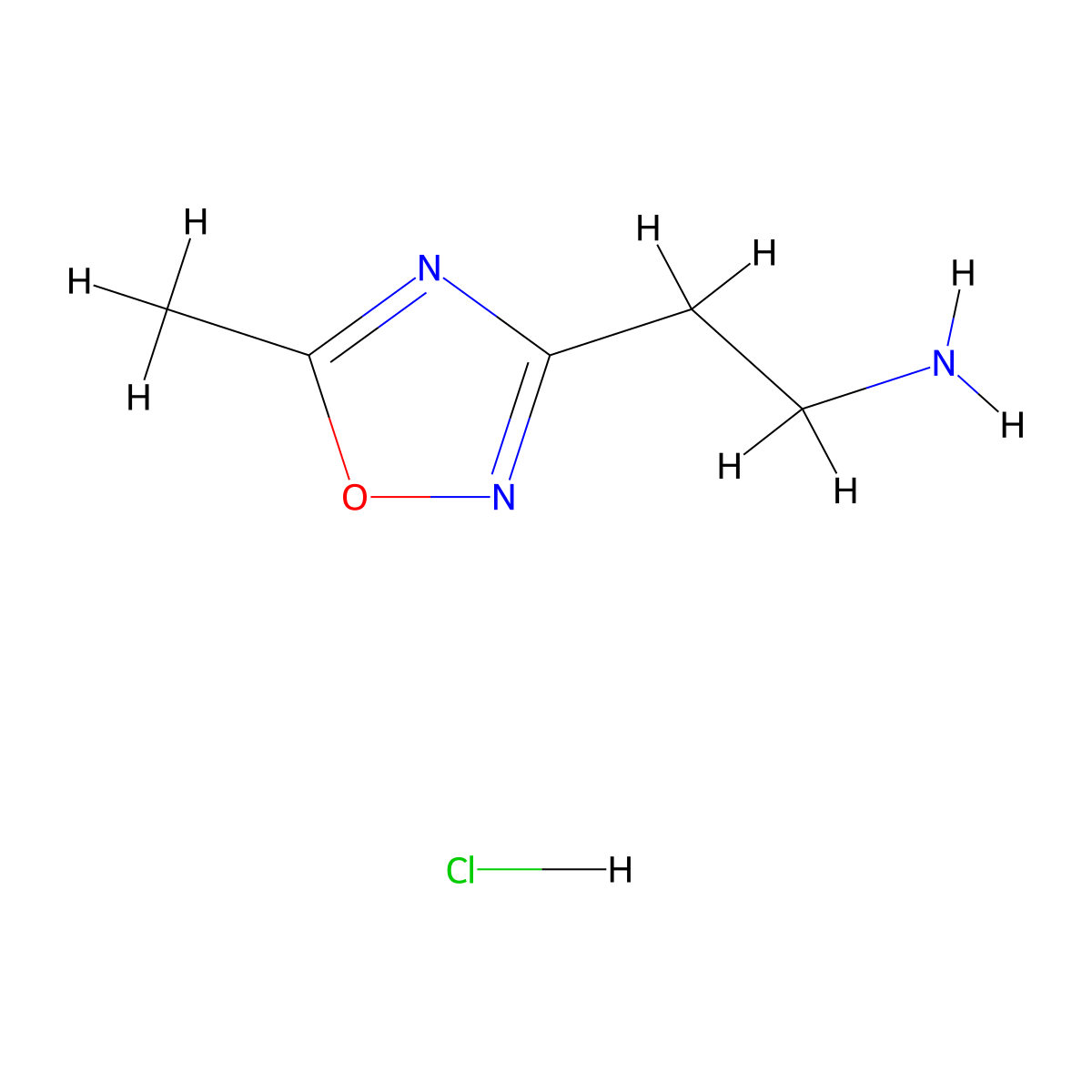 2-(5-Methyl-1,2,4-oxadiazol-3-yl)ethan-1-amine hydrochloride molecular structure, CAS 1258652-50-4