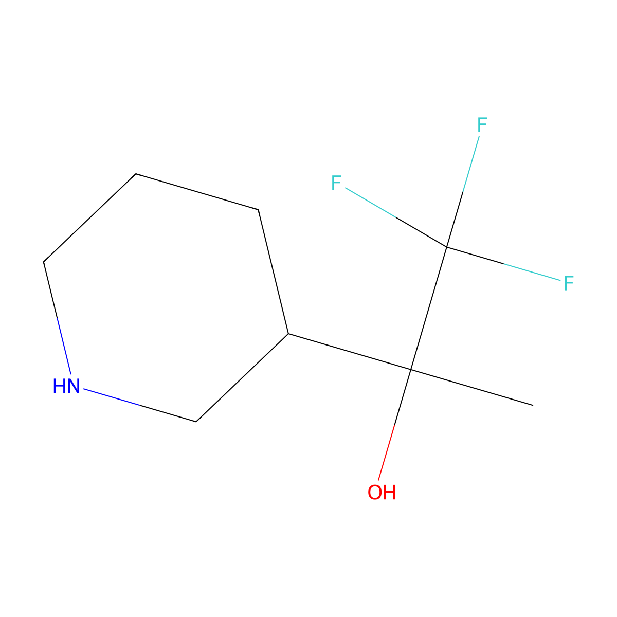1,1,1-Trifluoro-2-(piperidin-3-yl)propan-2-ol molecular structure, CAS 1258652-57-1