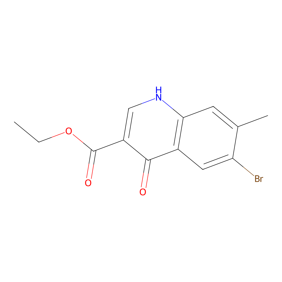 Ethyl 6-bromo-1,4-dihydro-7-methyl-4-oxoquinoline-3-carboxylate molecular structure, CAS 1258652-59-3