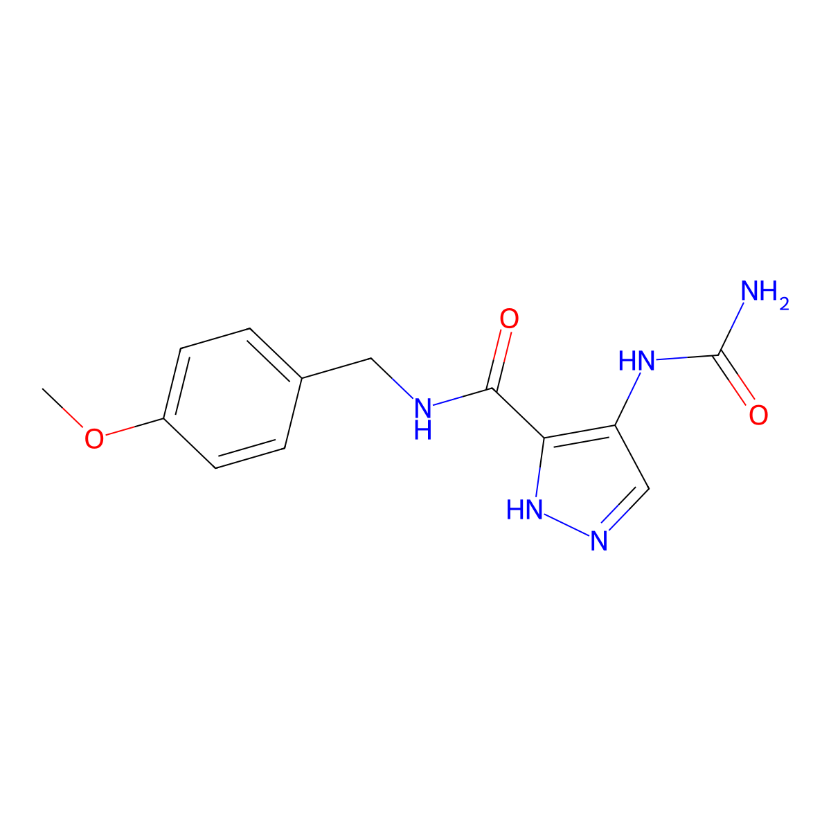 1-(3-(4-methoxybenzylcarbamoyl)-1H-pyrazol-4-yl)urea molecular structure, CAS 1258652-65-1