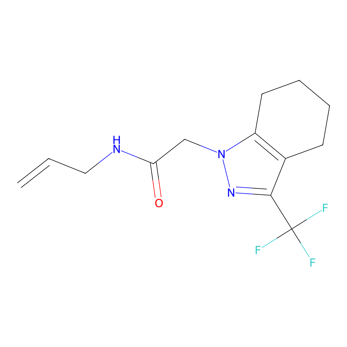 N-allyl-2-(3-(trifluoromethyl)-4,5,6,7-tetrahydroindazol-1-yl)acetamide molecular structure, CAS 1258652-68-4