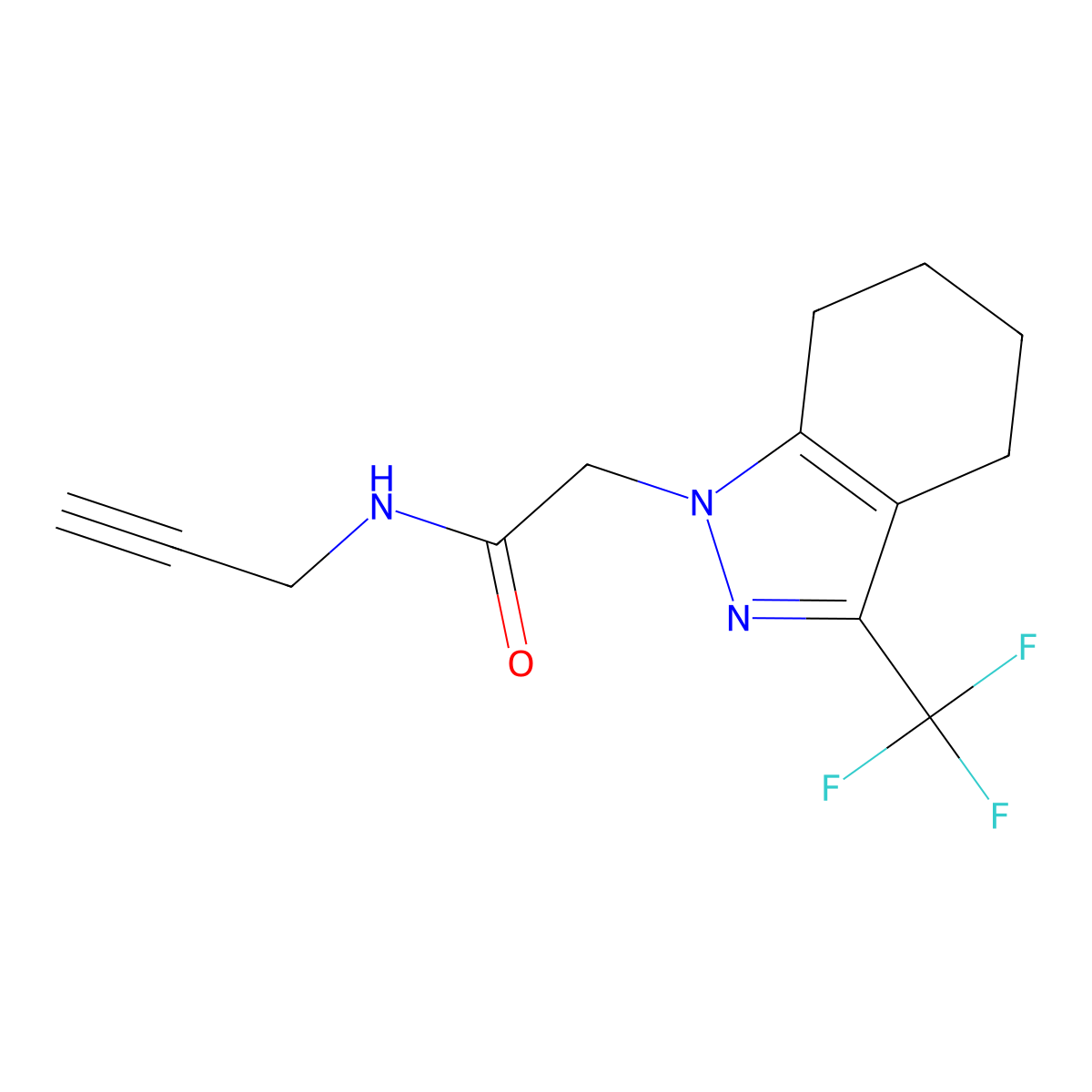 2-(3-(trifluoromethyl)-4,5,6,7-tetrahydroindazol-1-yl)-N-(prop-2-ynyl)acetamide molecular structure, CAS 1258652-77-5