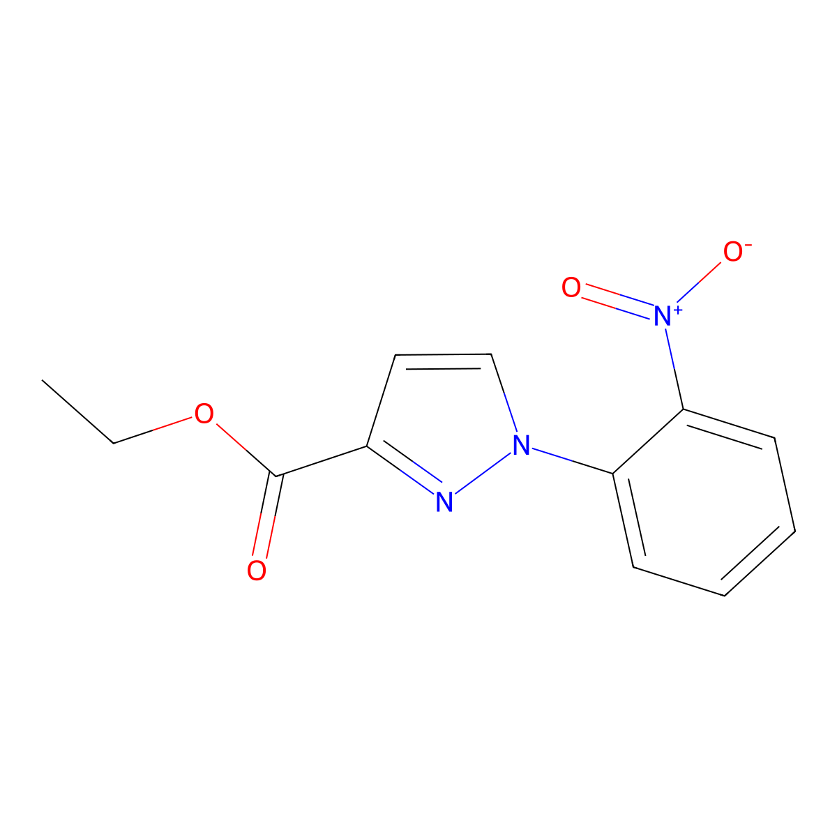 ethyl 1-(2-nitrophenyl)-1H-pyrazole-3-carboxylate molecular structure, CAS 1258657-50-9