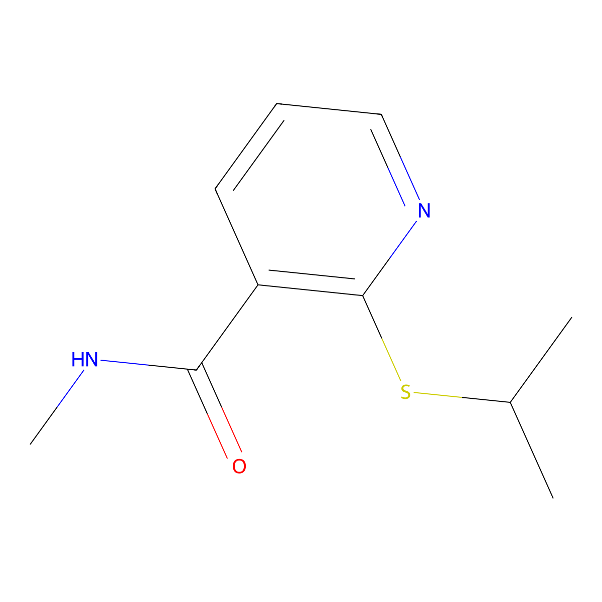N-Methyl-2-[(1-methylethyl)thio]-3-pyridinecarboxamide molecular structure, CAS 1258666-15-7