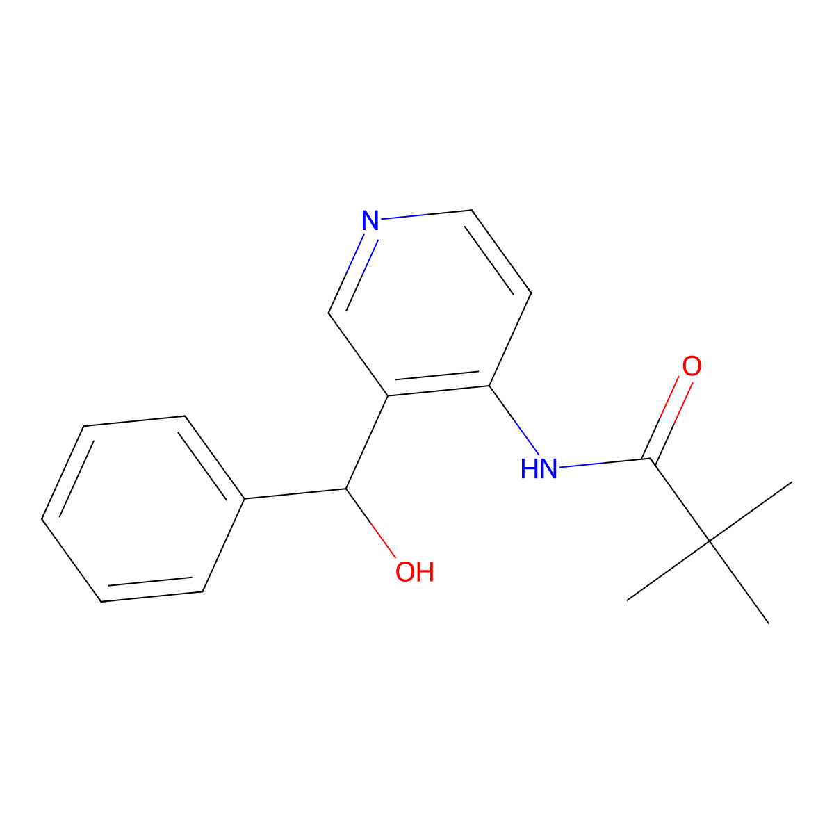 N-(3-(hydroxy(phenyl)methyl)pyridin-4-yl)pivalamide molecular structure, CAS 125867-26-7