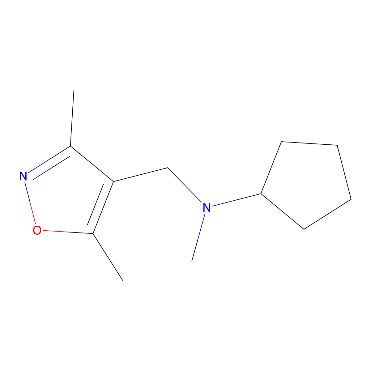 N-[(dimethyl-1,2-oxazol-4-yl)methyl]-N-methylcyclopentanamine molecular structure, CAS 1258693-65-0