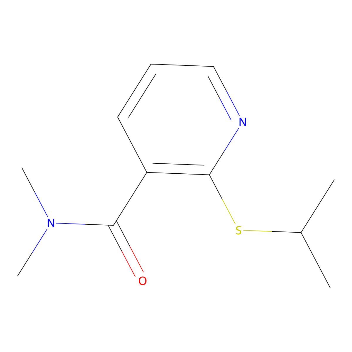 N,N-Dimethyl-2-[(1-methylethyl)thio]-3-pyridinecarboxamide molecular structure, CAS 1258730-29-8