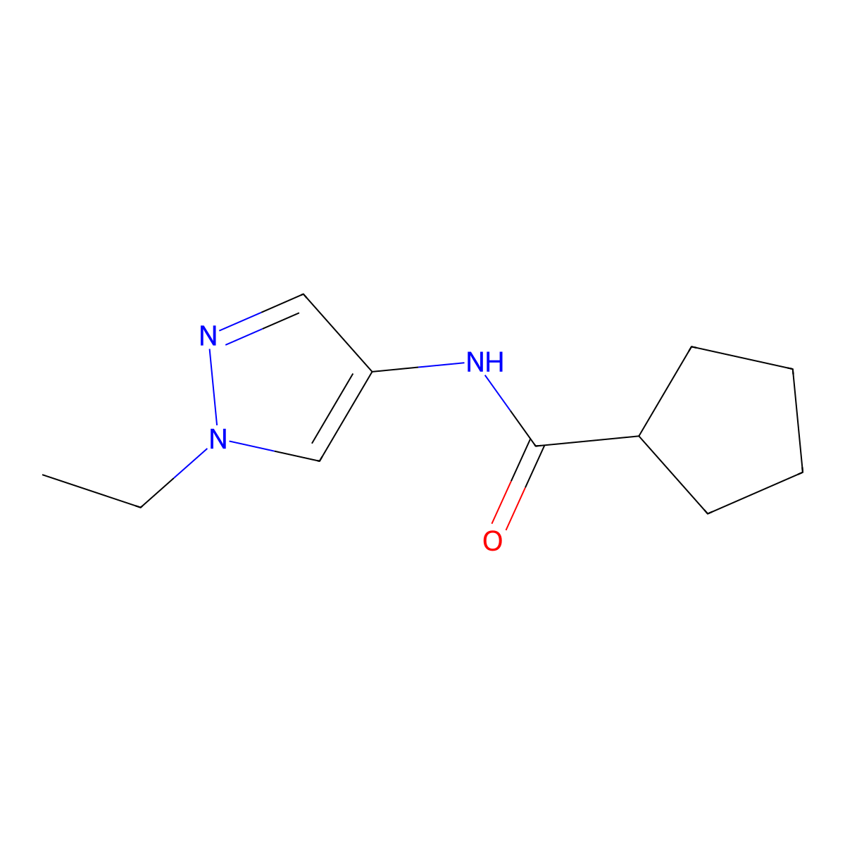 N-(1-ethyl-1H-pyrazol-4-yl)cyclopentanecarboxamide molecular structure, CAS 1258740-53-2