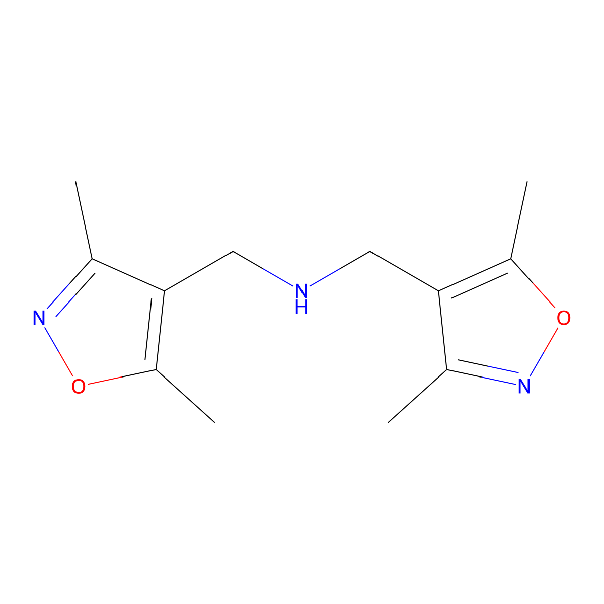 1-(3,5-dimethyl-1,2-oxazol-4-yl)-N-[(3,5-dimethyl-1,2-oxazol-4-yl)methyl]methanamine molecular structure, CAS 1258764-91-8