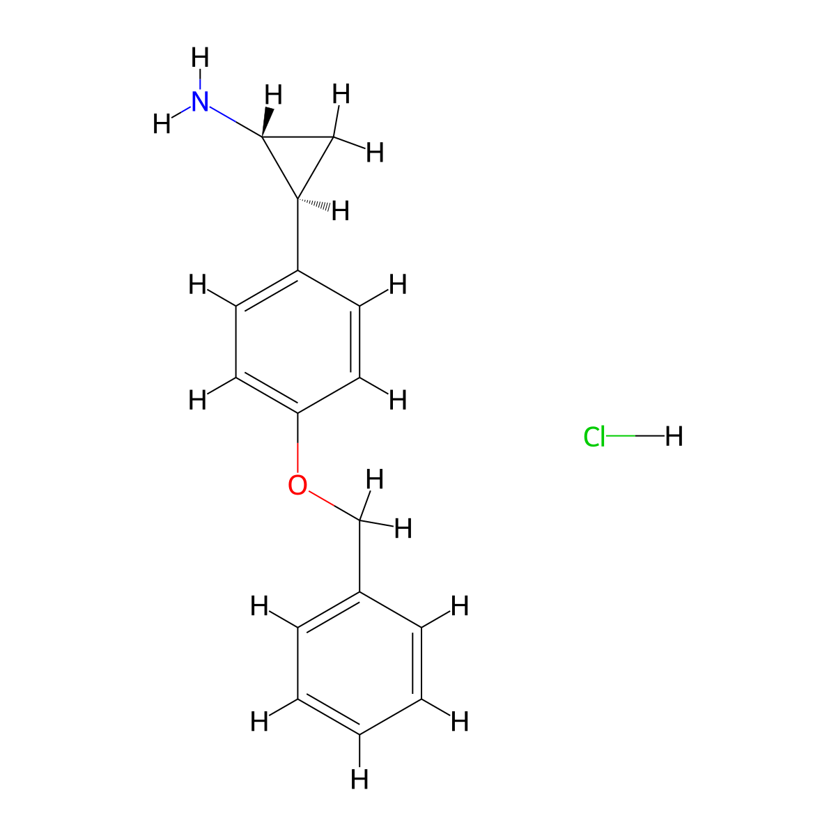 rac-(1R,2S)-2-[4-(benzyloxy)phenyl]cyclopropan-1-amine hydrochloride molecular structure, CAS 1258784-67-6