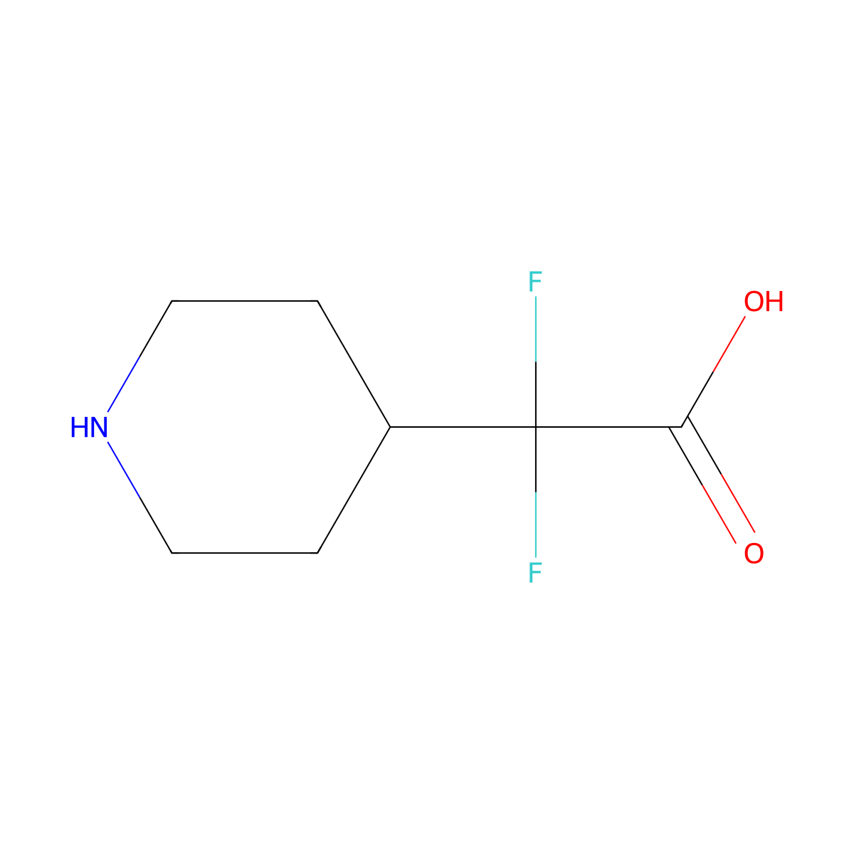 2,2-Difluoro-2-(piperidin-4-yl)acetic acid molecular structure, CAS 1258826-63-9