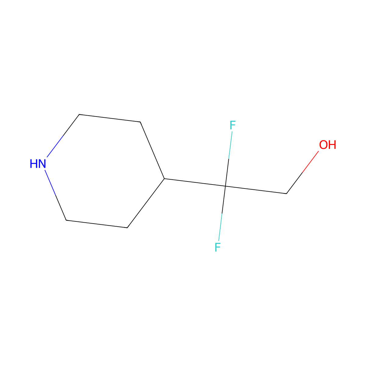 2,2-Difluoro-2-(piperidin-4-yl)ethan-1-ol molecular structure, CAS 1258826-64-0