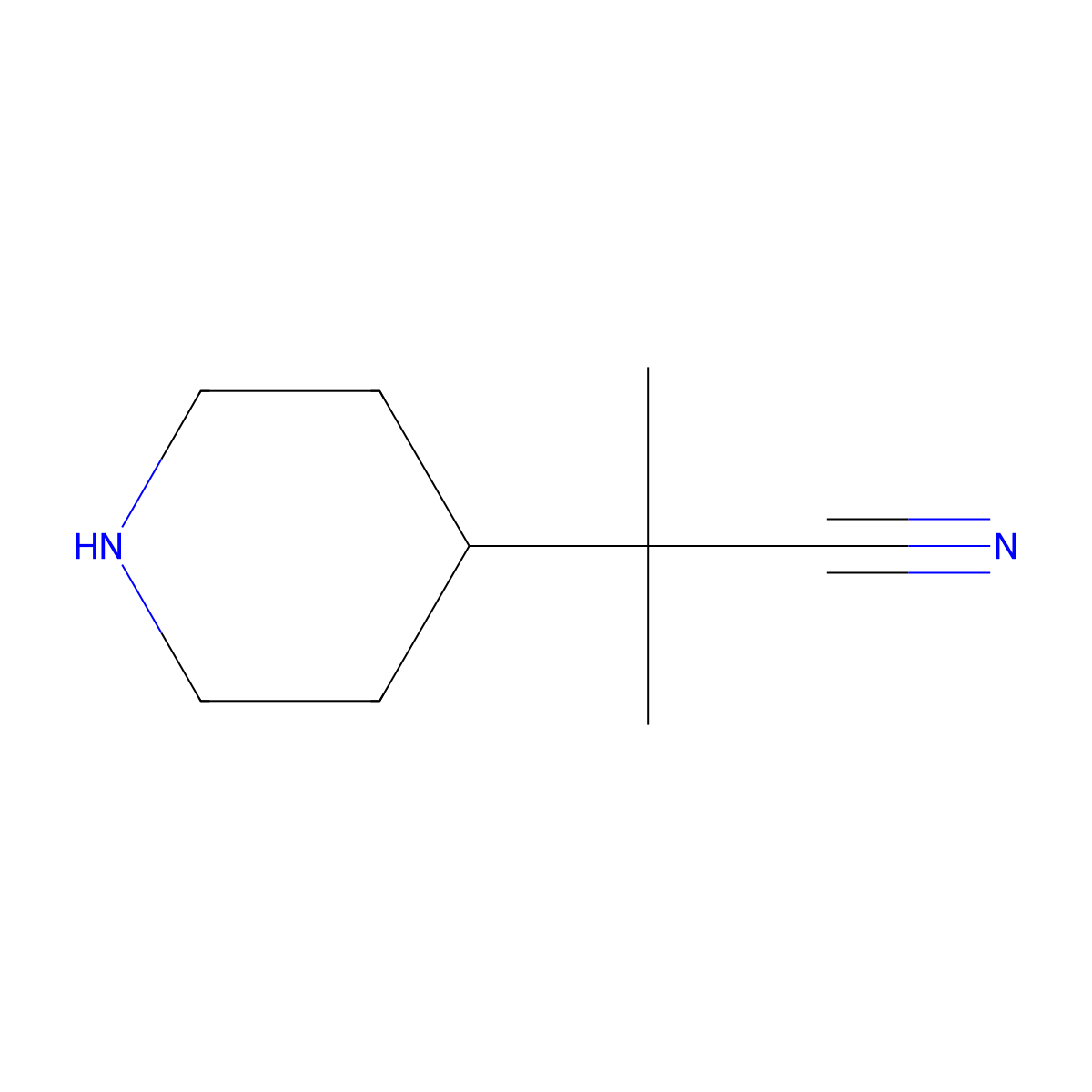 2-Methyl-2-(piperidin-4-yl)propanenitrile molecular structure, CAS 1258826-65-1