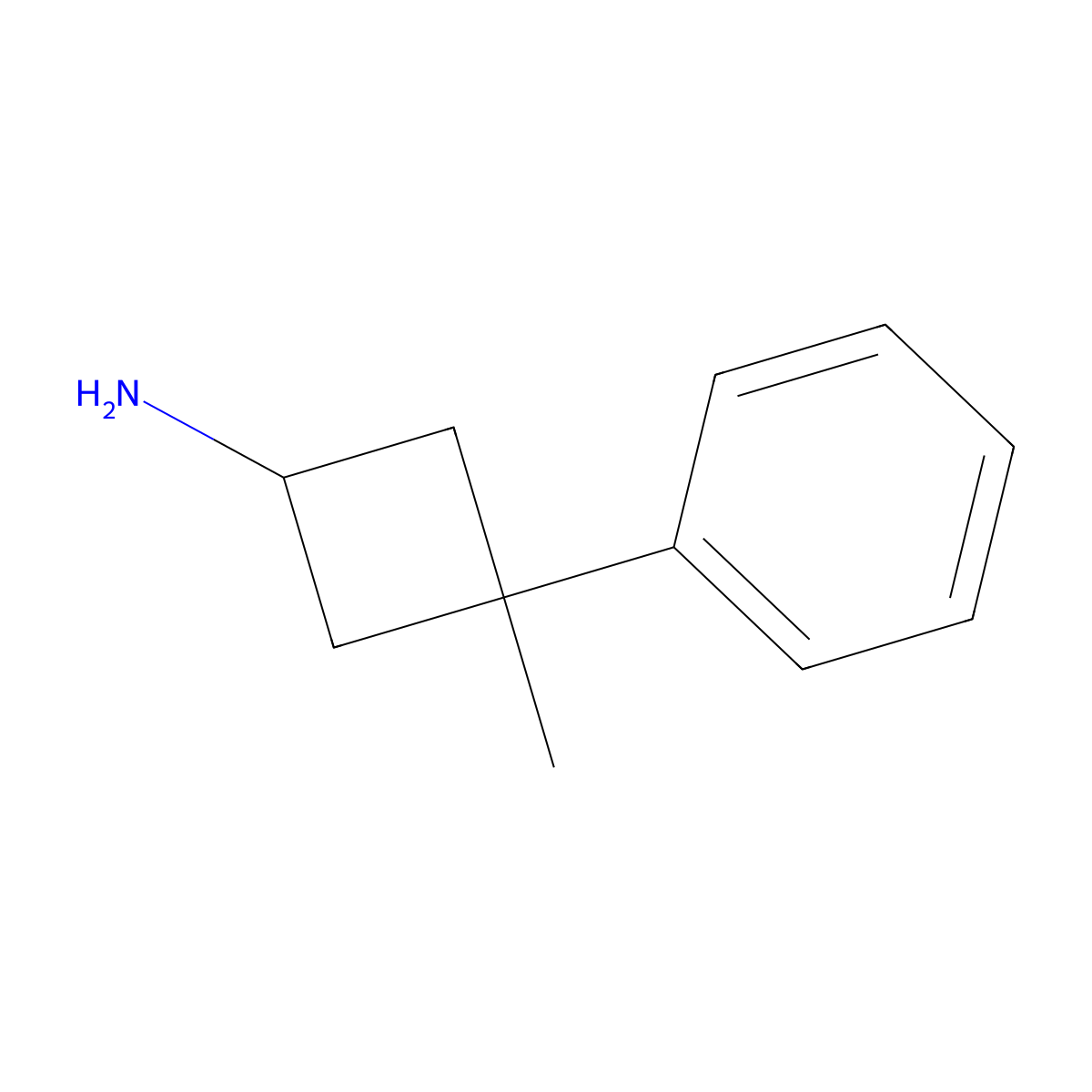 3-Methyl-3-phenylcyclobutan-1-amine molecular structure, CAS 1258826-70-8