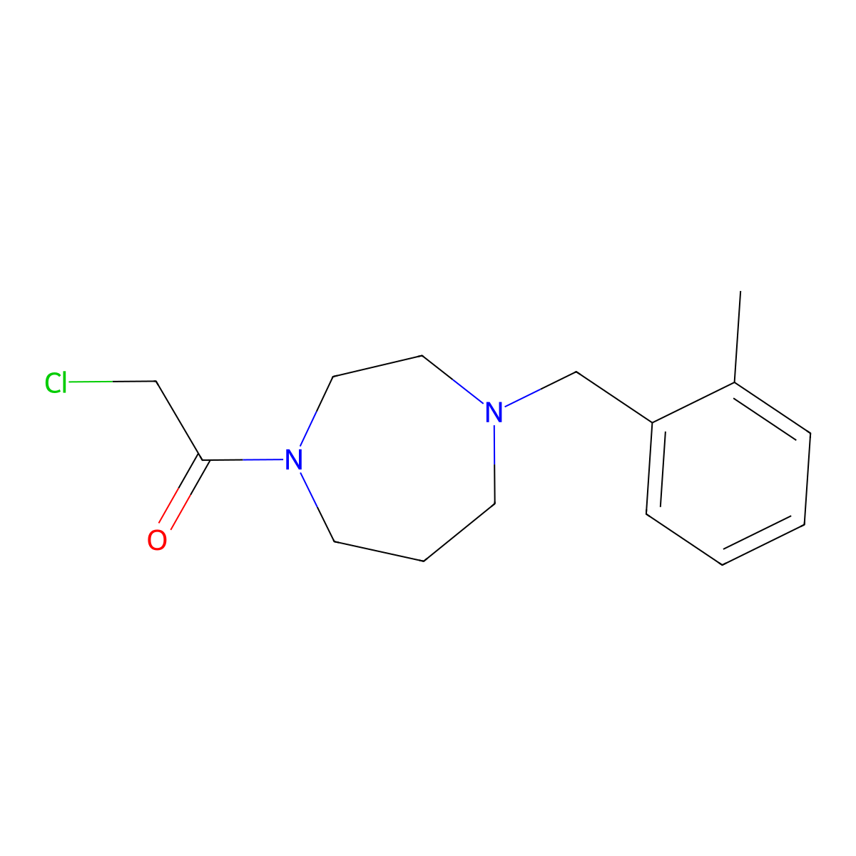 2-Chloro-1-[4-(o-tolylmethyl)-1,4-diazepan-1-yl]ethanone molecular structure, CAS 1258826-72-0