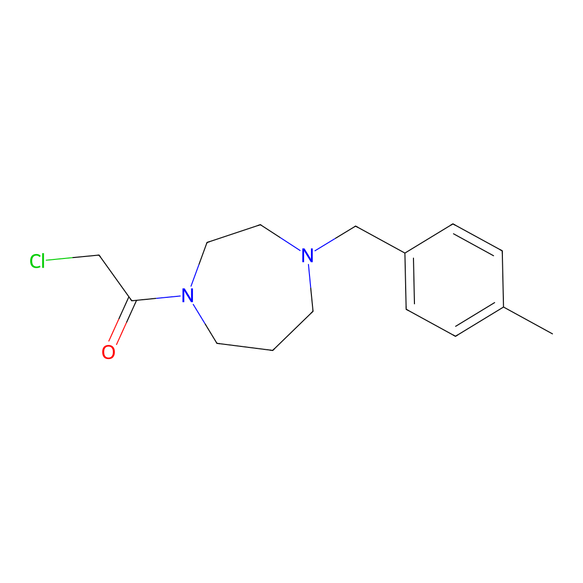 2-Chloro-1-[4-(p-tolylmethyl)-1,4-diazepan-1-yl]ethanone molecular structure, CAS 1258826-78-6