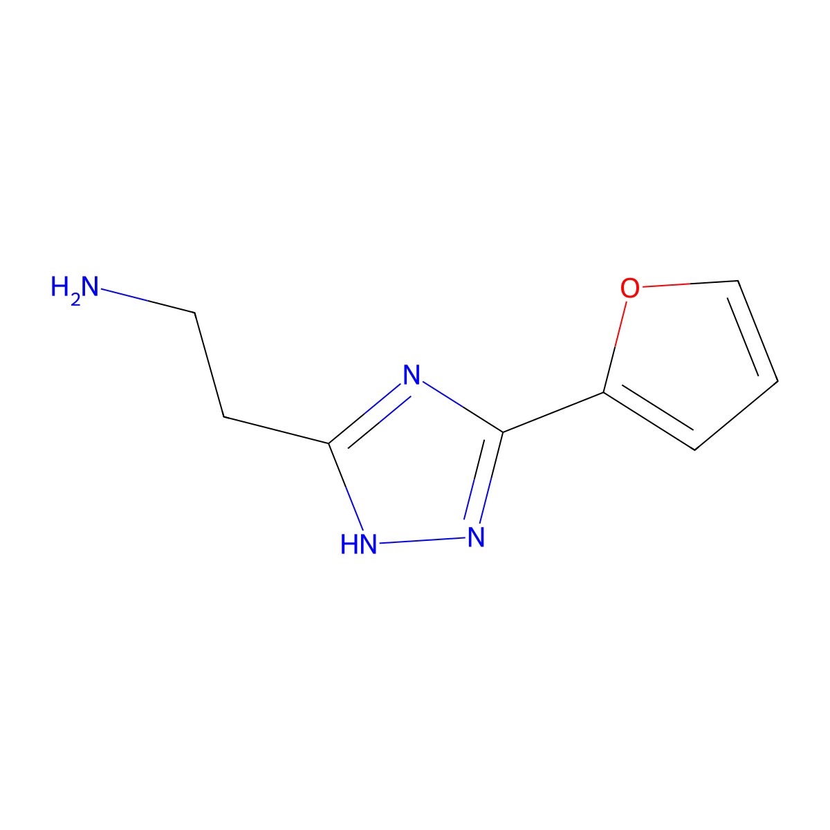 2-(3-(2-furyl)-1H-1,2,4-triazol-5-yl)ethylamine molecular structure, CAS 1258826-95-7