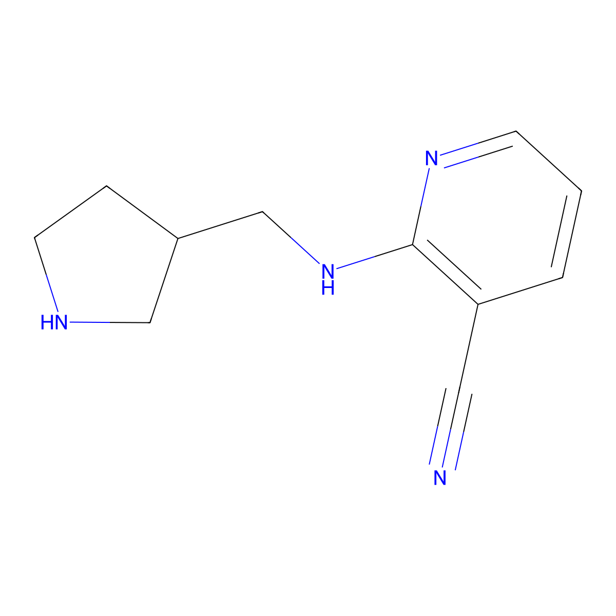 2-{[(Pyrrolidin-3-yl)methyl]amino}pyridine-3-carbonitrile molecular structure, CAS 1258826-96-8