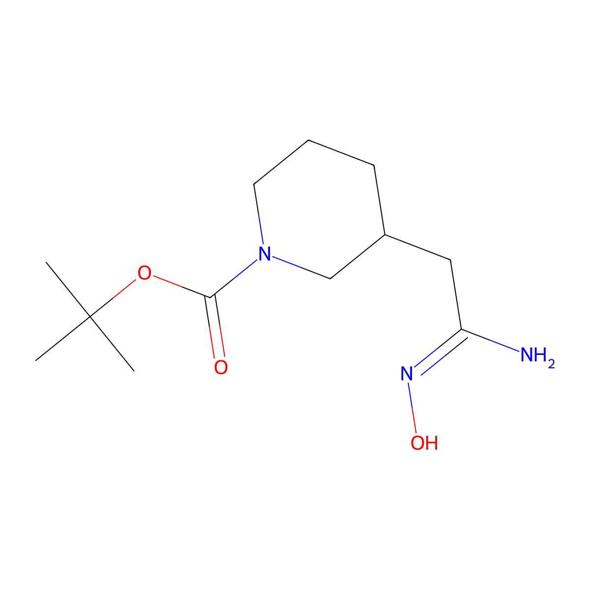 tert-butyl 3-((N'-hydroxycarbamimidoyl)methyl)piperidine-1-carboxylate molecular structure, CAS 1258828-07-7