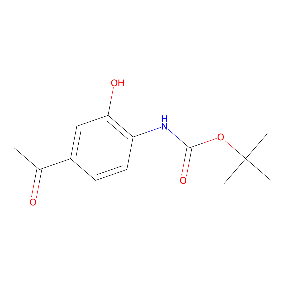 tert-butyl N-(4-acetyl-2-hydroxyphenyl)carbamate molecular structure, CAS 1258842-08-8