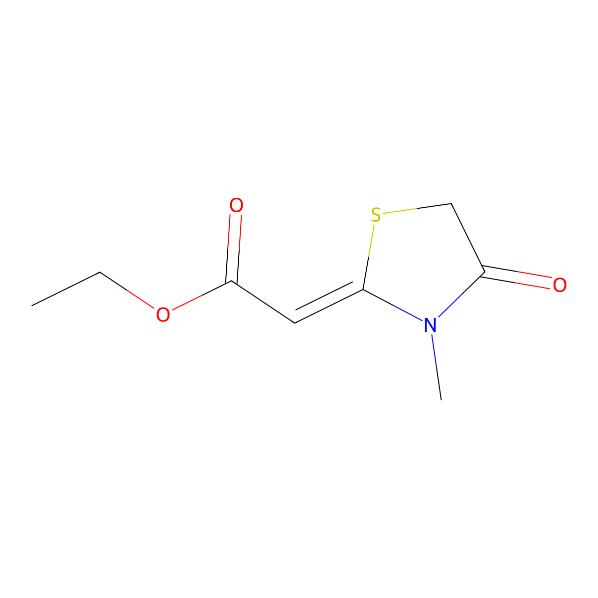 Ethyl 2-(3-methyl-4-oxothiazolidin-2-ylidene)acetate molecular structure, CAS 1258848-41-7