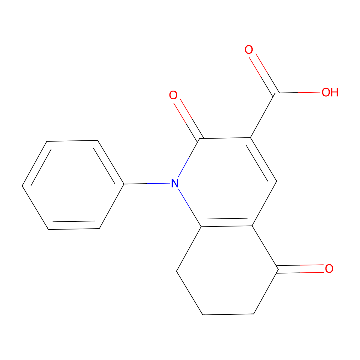 2,5-Dioxo-1-phenyl-1,2,5,6,7,8-hexahydroquinoline-3-carboxylic acid molecular structure, CAS 125885-51-0