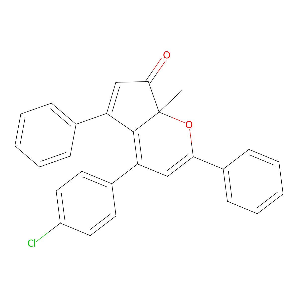 4-(4-Chlorophenyl)-7a-methyl-2,5-diphenylcyclopenta[b]pyran-7(7aH)-one molecular structure, CAS 125885-68-9