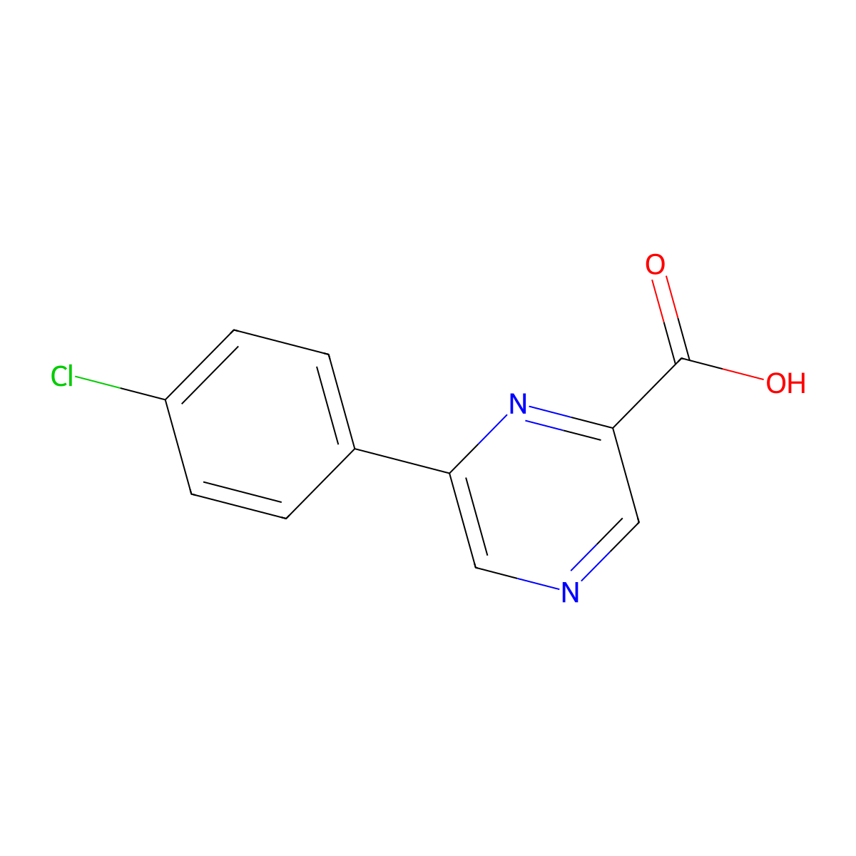 6-(4-Chlorophenyl)pyrazine-2-carboxylic Acid molecular structure, CAS 1258850-50-8