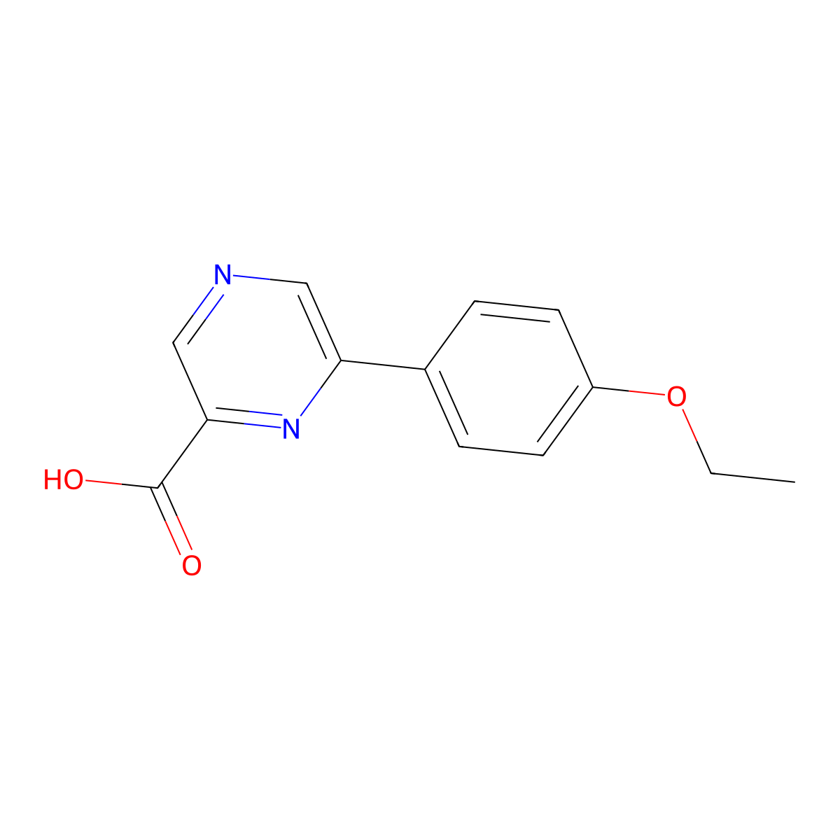6-(4-Ethoxyphenyl)pyrazine-2-carboxylic acid molecular structure, CAS 1258850-52-0