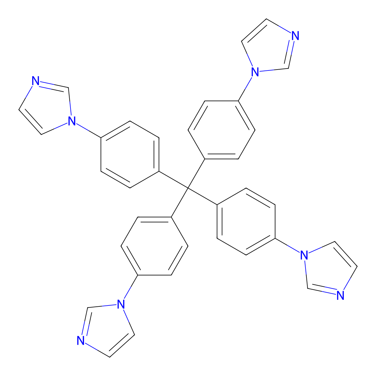 Tetrakis[4-(1-imidazolyl)phenyl]methane molecular structure, CAS 1258859-29-8