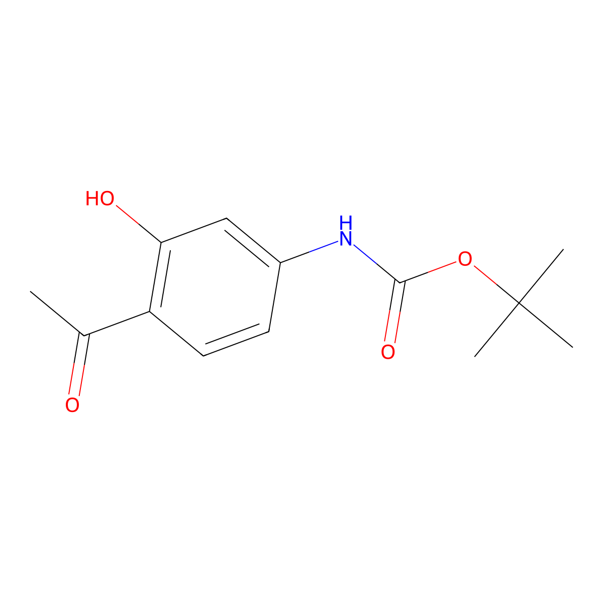 tert-butyl N-(4-acetyl-3-hydroxyphenyl)carbamate molecular structure, CAS 1258868-22-2