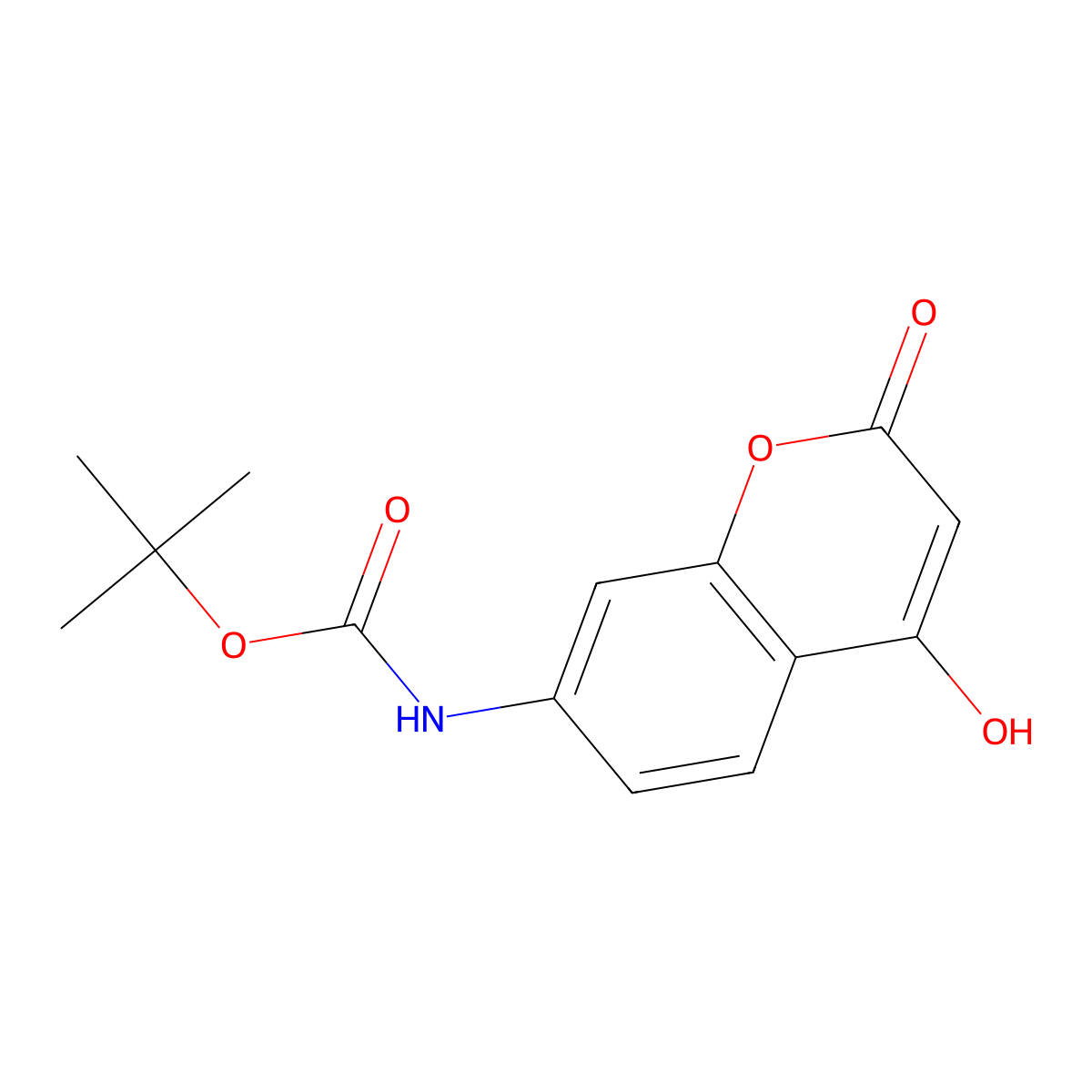tert-butyl N-(4-hydroxy-2-oxo-2H-chromen-7-yl)carbamate molecular structure, CAS 1258868-23-3