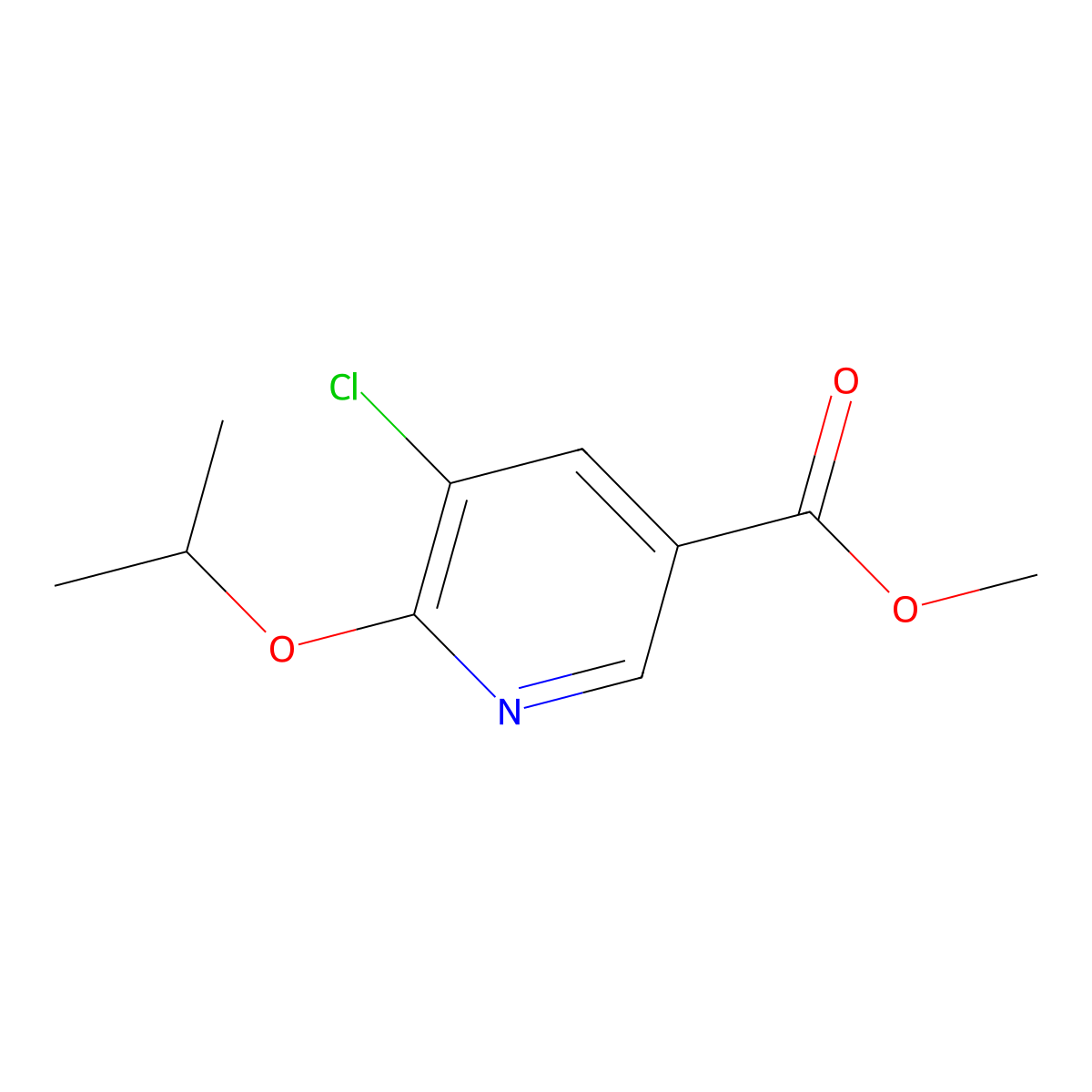 Methyl 5-chloro-6-isopropoxynicotinate molecular structure, CAS 1258875-29-4