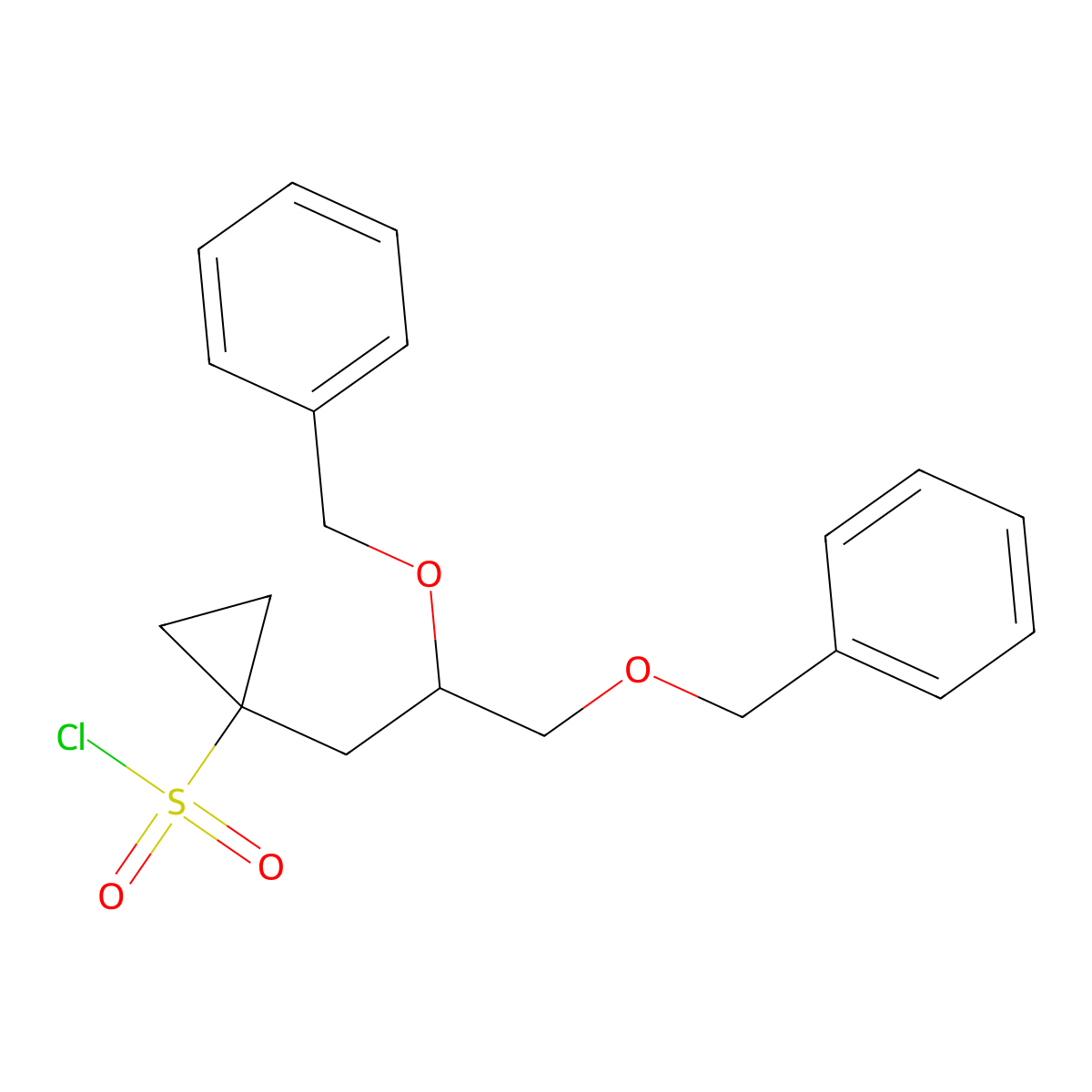 (R)-1-(2,3-bis(benzyloxy)propyl)cyclopropane-1-sulfonyl chloride molecular structure, CAS 1258884-18-2