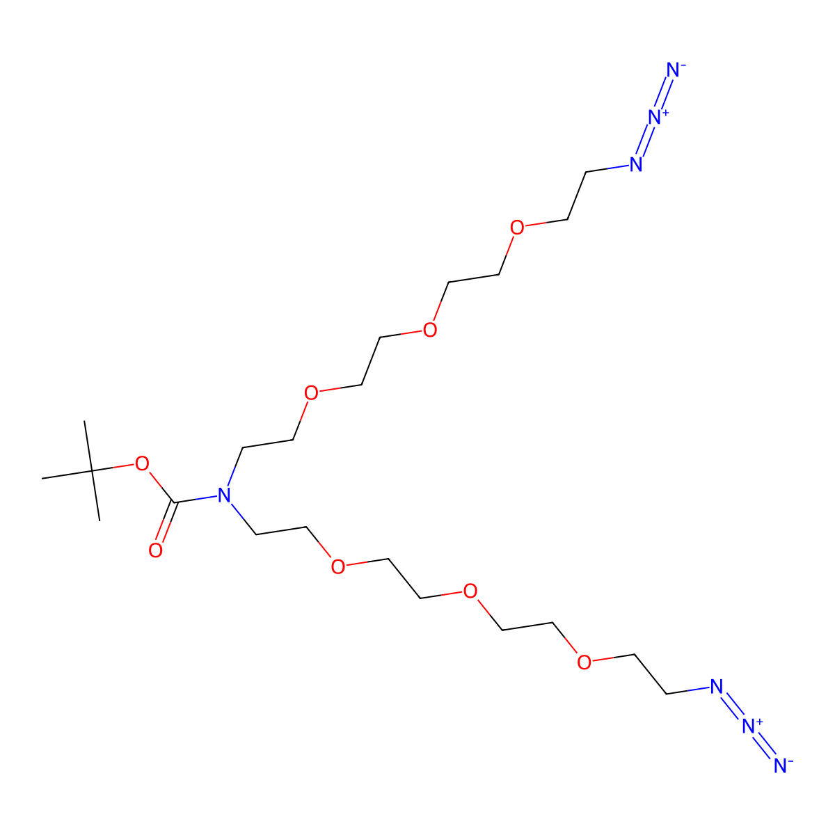 N-Boc-N-bis(PEG3-azide) molecular structure, CAS 1258939-38-6