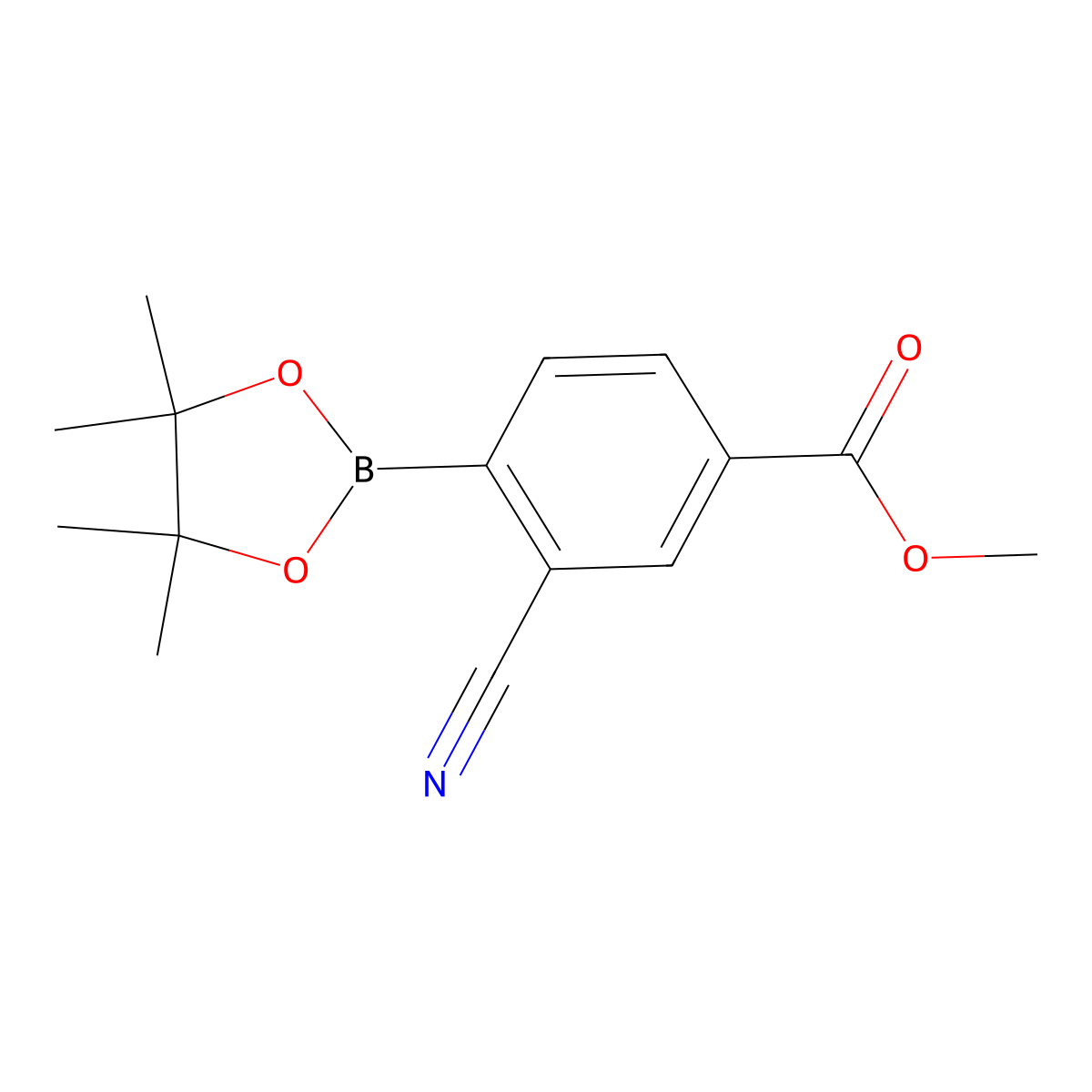 (2-Cyano-4-(methoxycarbonyl)phenyl)boronic acid pinacol ester molecular structure, CAS 1258963-20-0